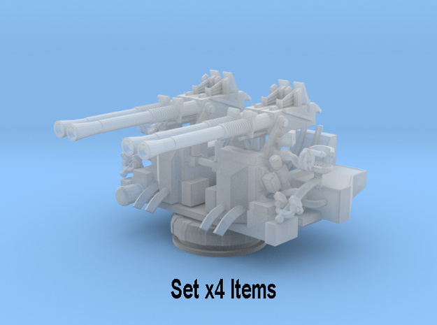 1/426 USN 40mm quad bofors unshielded set x4 in Tan Fine Detail Plastic