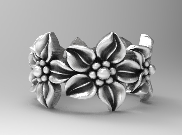 flower band size 6 1/2 in Natural Silver