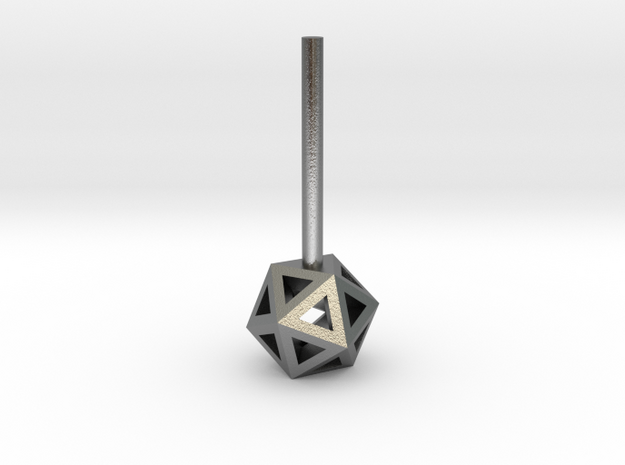 Lawal 54mm v1 skeletal icosahedron stud earring in Natural Silver