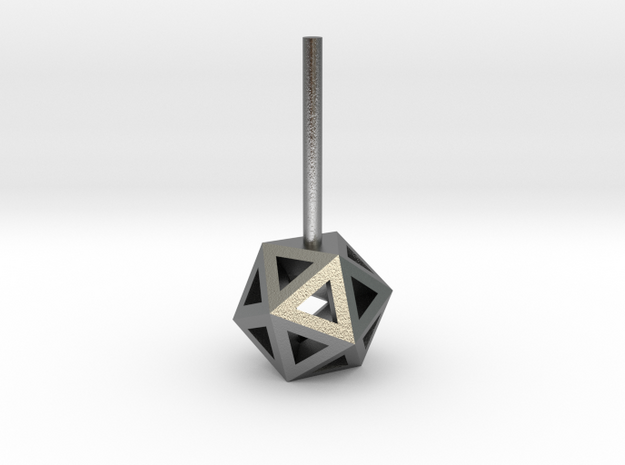 Lawal 7mm v1 skeletal icosahedron stud earring in Natural Silver