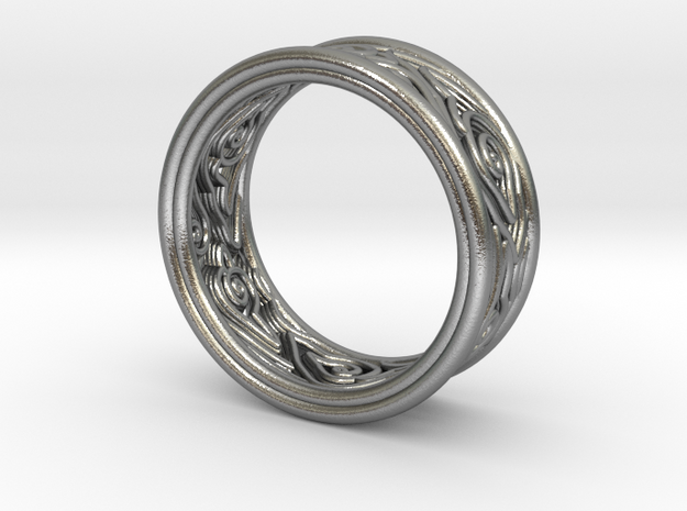 Mega Mendiung_TUBE ring-v1 - 8 mm in Natural Silver: 5.5 / 50.25