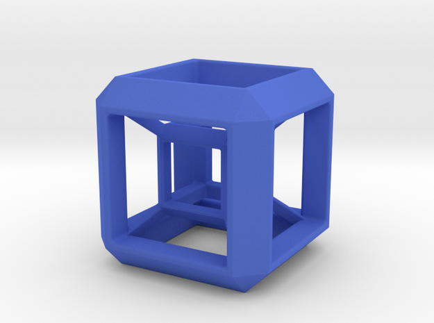 SCULPTURE: HyperCube Stand for 40mm 3d-Cross in Blue Processed Versatile Plastic