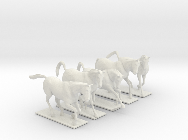 Horses for 28mm miniature in White Natural Versatile Plastic