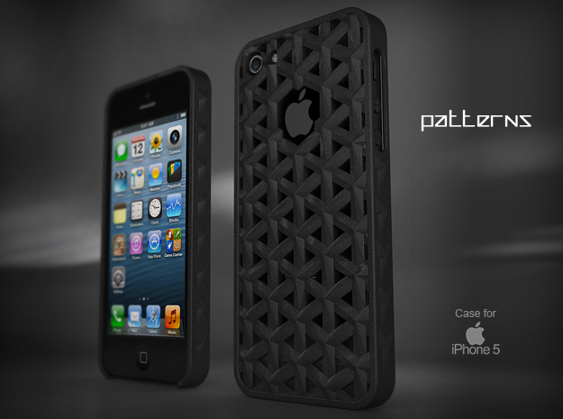 Iphone 5, 5S "Patterns" Cover Case in Black Natural Versatile Plastic