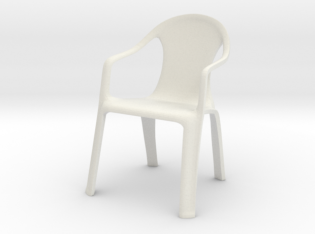 Plastic Chair 01 . 1:24 Scale in White Natural Versatile Plastic