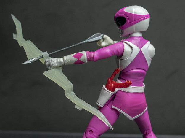 MMPR Heroes Pink Accessory - Power Bow in White Natural Versatile Plastic