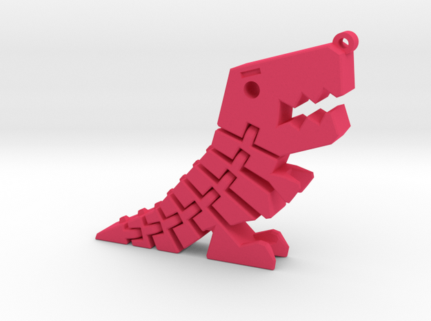 Flexi Dino Keychain in Pink Processed Versatile Plastic