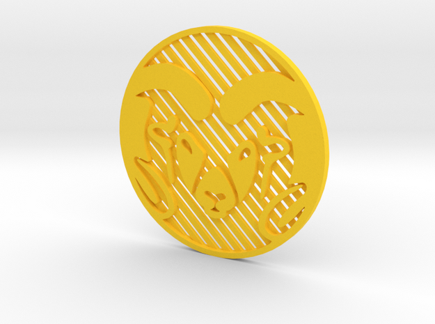 CSU Ram (Inverted)[1.5"] in Yellow Processed Versatile Plastic