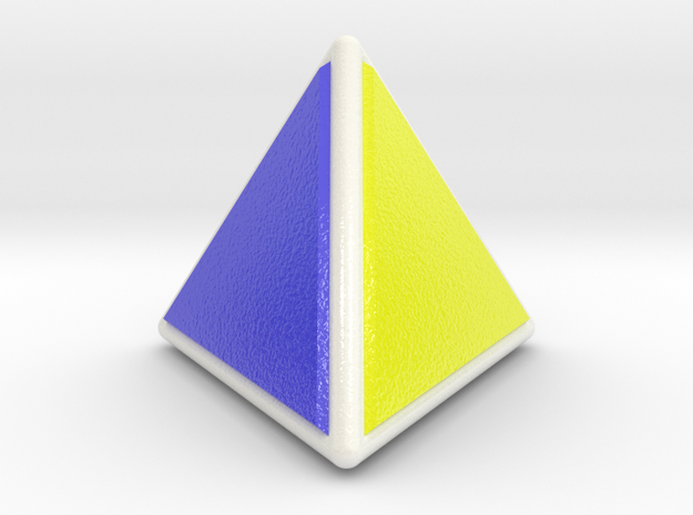0846 Tetrahedron (Faces & full color, 5 cm) in Glossy Full Color Sandstone