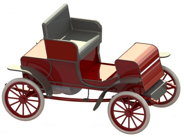 Stevens-Duryea Model L Runabout 1903-1906 1/16 in White Processed Versatile Plastic