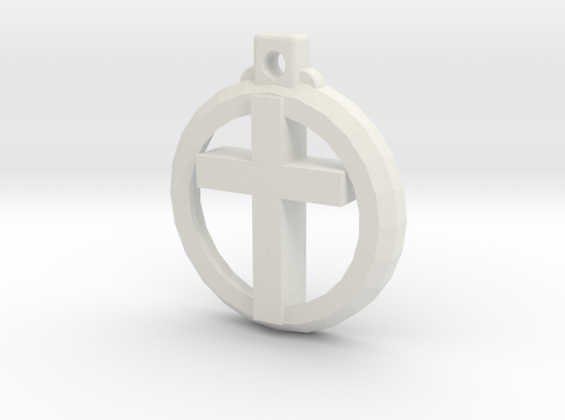 Reversible Latin Cross Pendant in White Natural Versatile Plastic