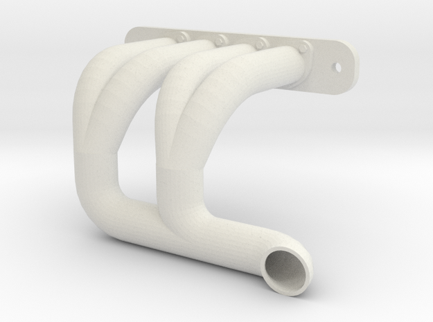 Axial SMT-10 Exhaust Header SH-1B-LONG (Left) in White Natural Versatile Plastic