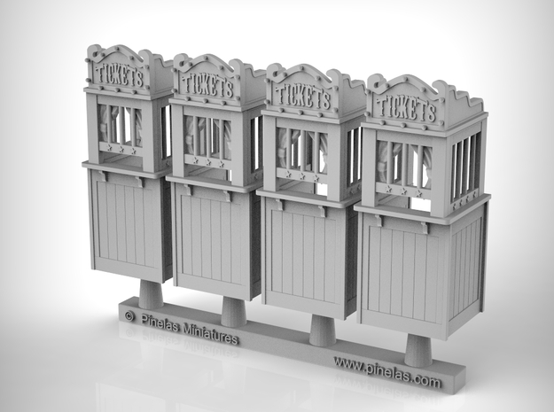 Carnival Ticket Booth 01. 1:87 Scale (HO) x4 Units in Tan Fine Detail Plastic