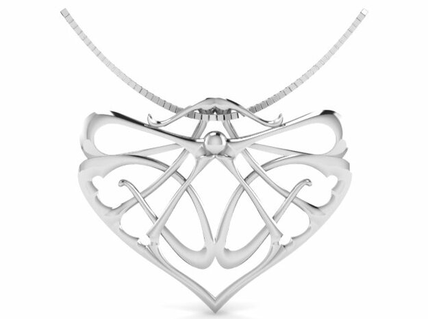Art Nouveau Inspired Pendant  in Fine Detail Polished Silver