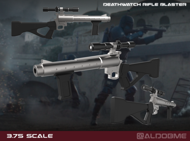Death Watch Blaster rifle 3.75 scale in Tan Fine Detail Plastic