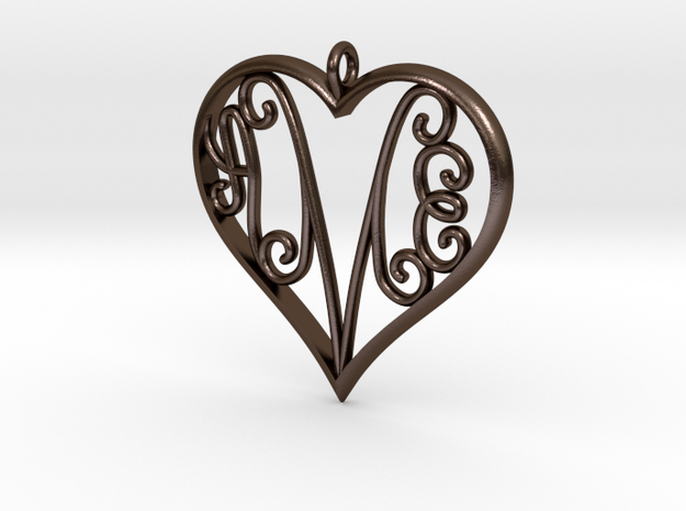AEM inside Heart in Polished Bronze Steel