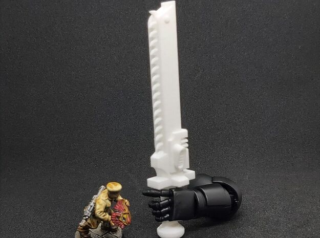 Action Figure Chainsword - Right Handed in White Natural Versatile Plastic