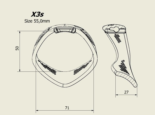 X3S Ring 55mm  in Black PA12