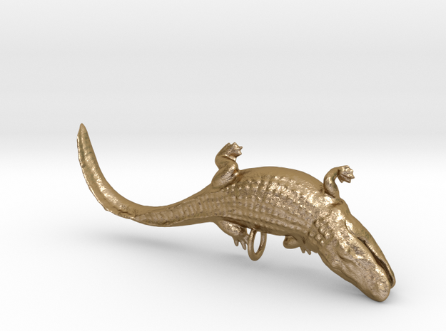 gator-pendant-hollow2-35mm in Polished Gold Steel