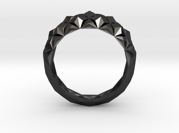 AnilloCristalGeometricoUS9-2 in Polished and Bronzed Black Steel