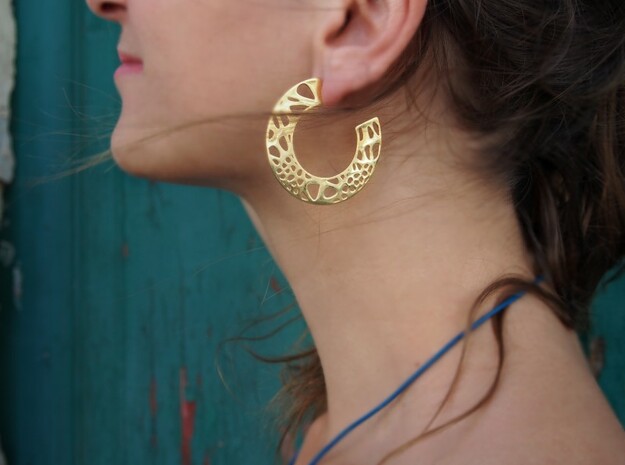 Lace Hoops Earrings in 14k Gold Plated Brass