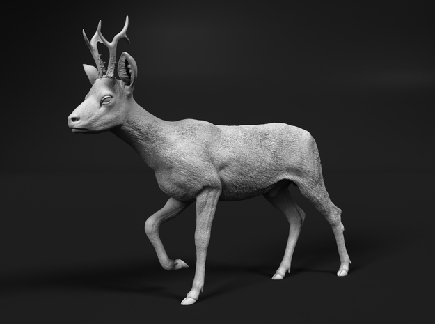 Roe Deer 1:9 Walking Male in White Natural Versatile Plastic