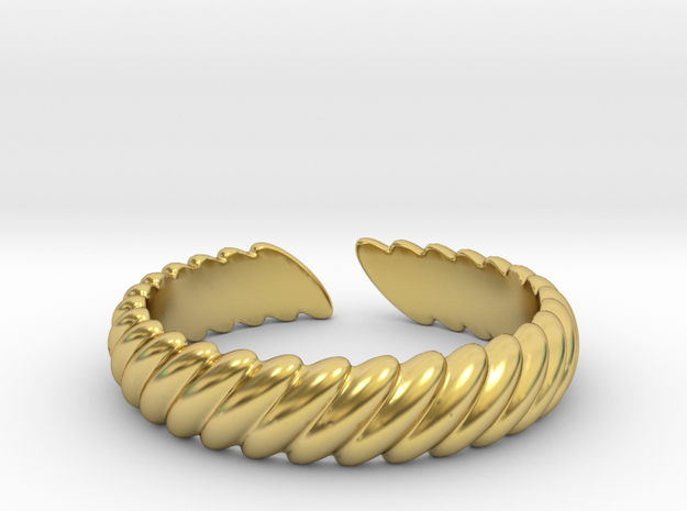 Twisted open ring [sizable ring] in Polished Brass