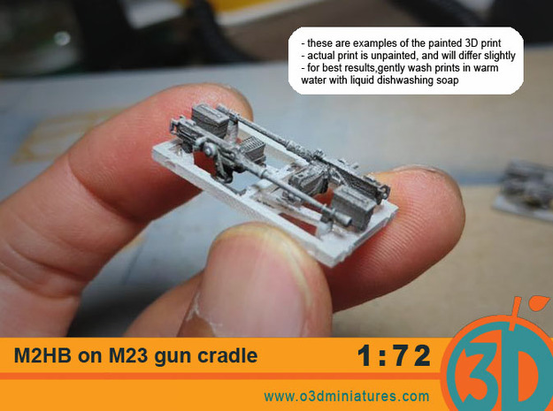 M2HB on M23 gun cradle 1/72 scale SWFUD_0017 in Tan Fine Detail Plastic