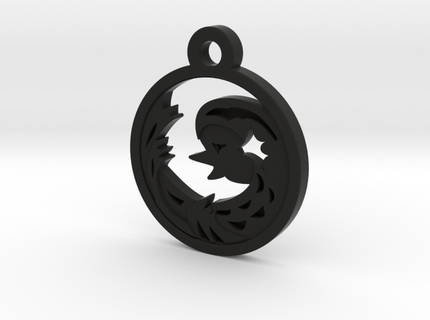 Japanese Amabie Charm Necklace n51 in Black Natural Versatile Plastic