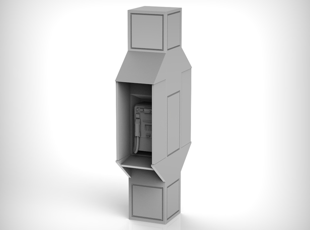 Telephone Booth 01.1:24 Scale in White Natural Versatile Plastic
