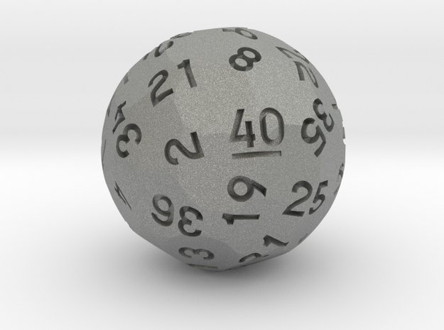 d40 Sphere Dice in Gray PA12