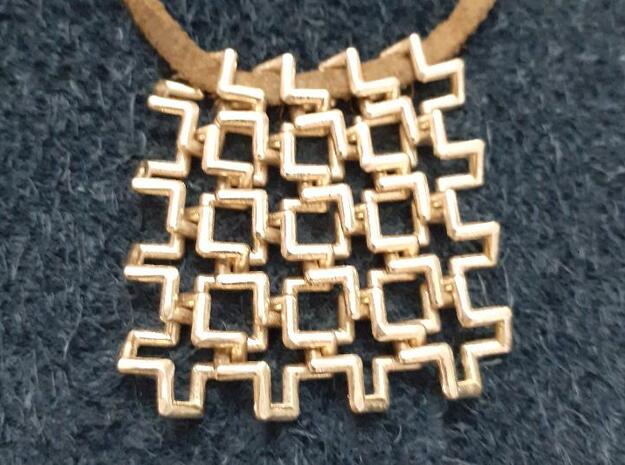 Hashtags Chainmail Pendant in Natural Brass
