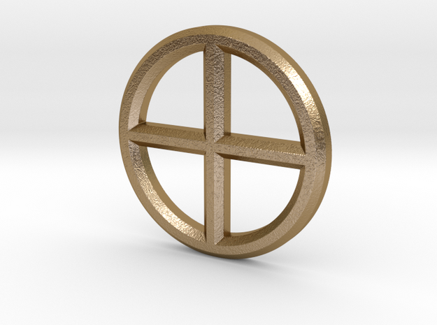 Circle Cross Pendant in Polished Gold Steel