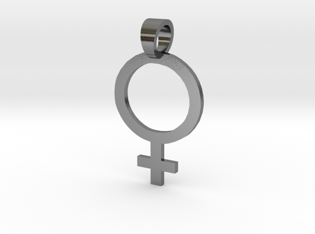Venus Symbol Sigil pendant in Polished Silver