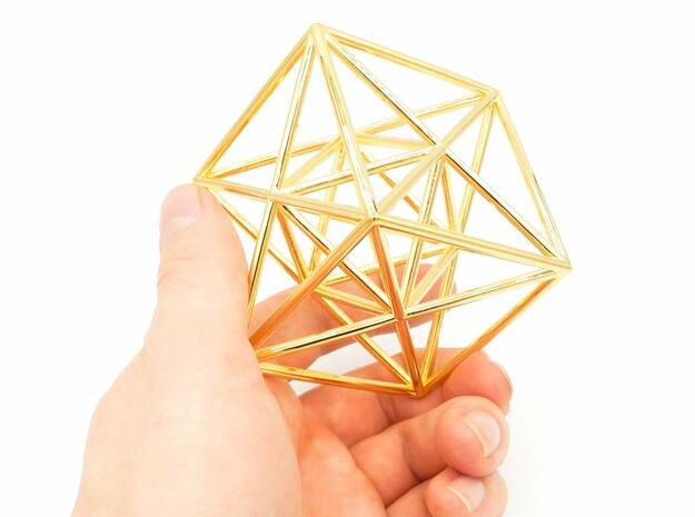 Metatron Cube - Meditation Tool in 18k Gold Plated Brass: Small