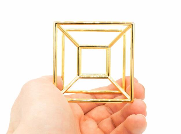 Tesseract - Meditation Tool in 18k Gold Plated Brass: Small