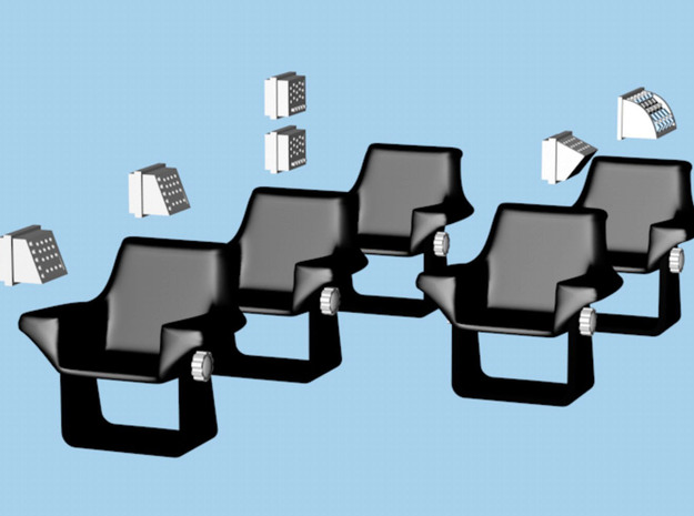 1/32 Shuttlecraft Chairs and Wall Consoles in White Processed Versatile Plastic