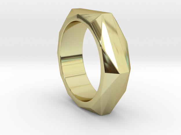 Hexagon to Dodecagon Ring in 18k Gold Plated Brass: 8 / 56.75