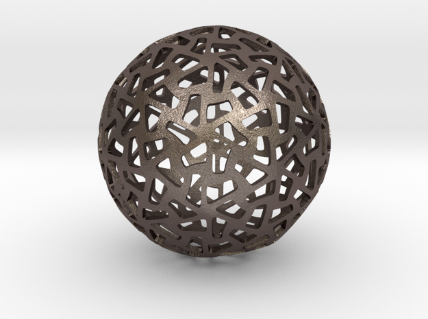 PentaHex Sphere in Polished Bronzed Silver Steel