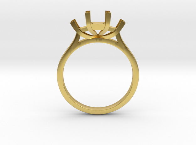 Princess cut 3 x stone engagement ring in Polished Brass