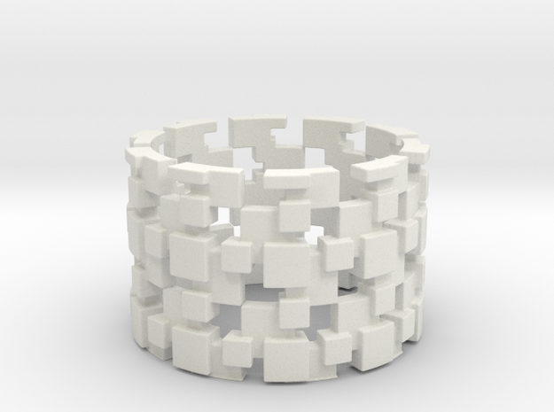Borg Cube Ring Size 11 in White Natural Versatile Plastic