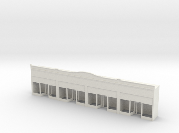 Strip Mall Shops #2 N scale in White Natural Versatile Plastic