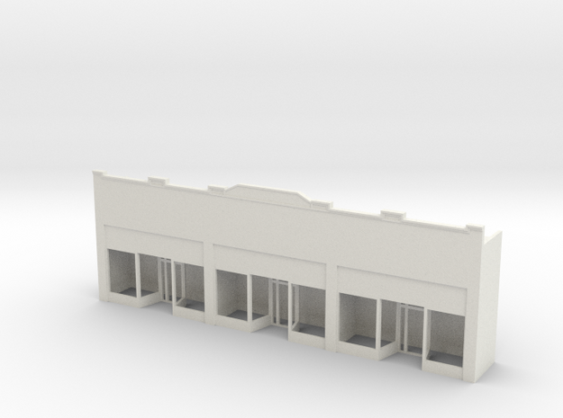 Strip Mall Shops #3 N scale in White Natural Versatile Plastic