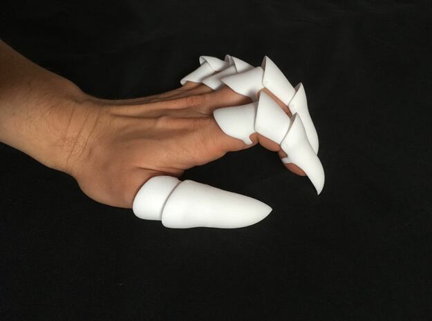 Full Finger Articulated Claw Ring - Complete Hand in White Processed Versatile Plastic
