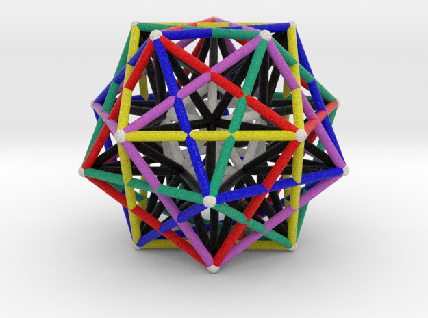 Icosahedron inside Starcage  in Natural Full Color Sandstone
