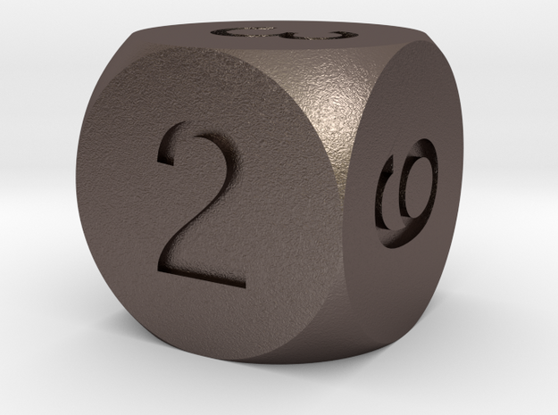 D6 Sphere Dice in Polished Bronzed Silver Steel