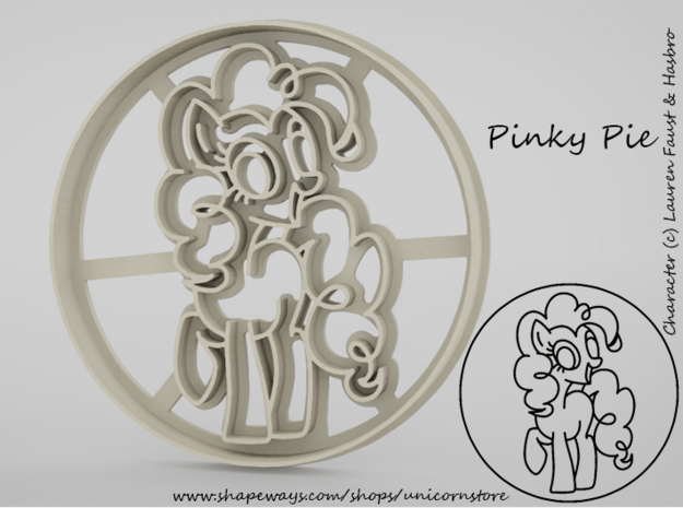 Cookie cutter Pinkie Pie My Little Pony in White Natural Versatile Plastic