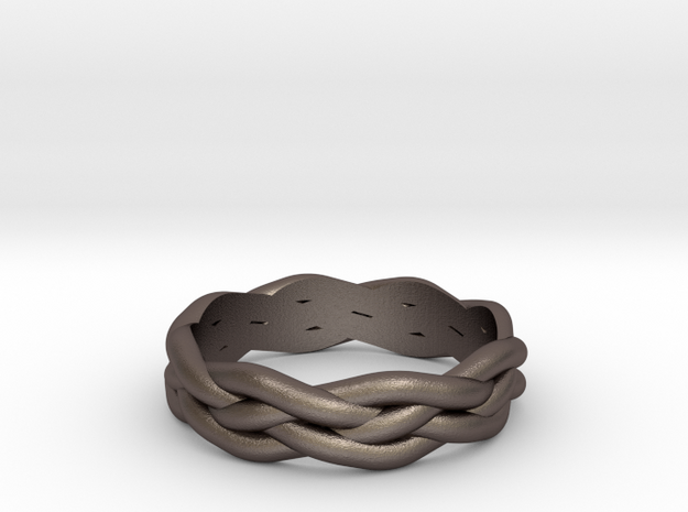 Braided Ring 7 N½ (other sizes available) in Polished Bronzed Silver Steel
