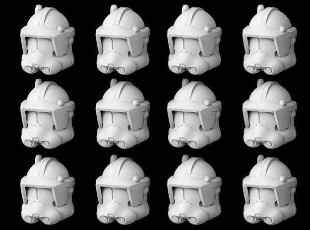 (Legion) 12x Heavy Clone Trooper Helmets in Tan Fine Detail Plastic