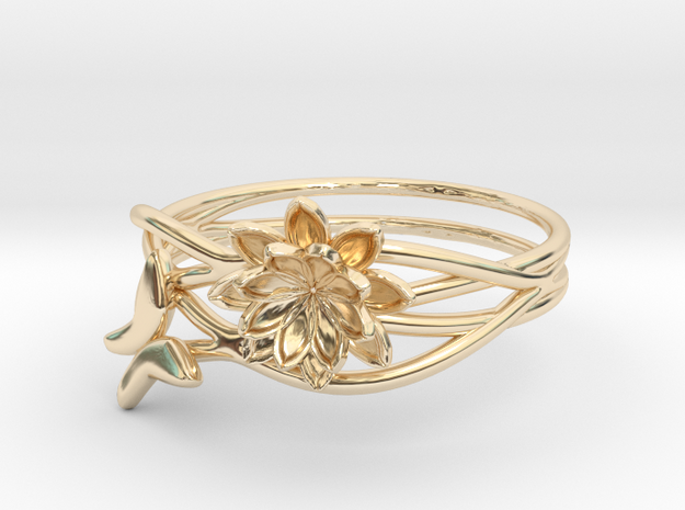 Lotus Butterfly Ring Size 8--18.2mm in 14K Yellow Gold